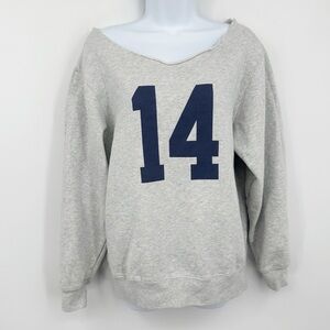 Brandy Melville John Galt Gray Number 14 Off The Shoulder Sweatshirt Size OS